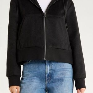 Hudson Jeans Black Hooded Full Zip Jacket